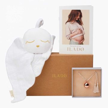 Coffret Cadeau Grossesse Ilado, Collier Bola or rose et Doudou bébé