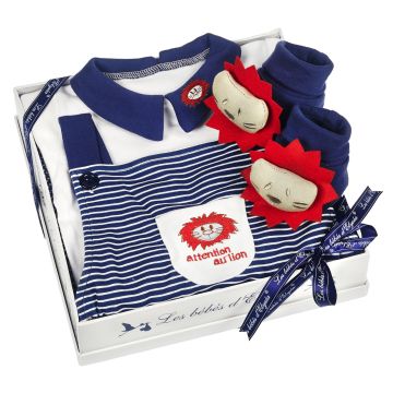 Kit Ensemble Bébé Garçon Cadeau Naissance Lion Marine Les Bébés l'Elizéa