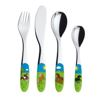 Couverts Cheval avec gravure prénom enfant, 4 pièces Puresigns