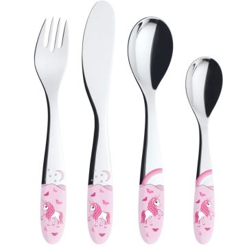 Couverts Licorne avec gravure pour petite fille, 4 pièces Puresigns