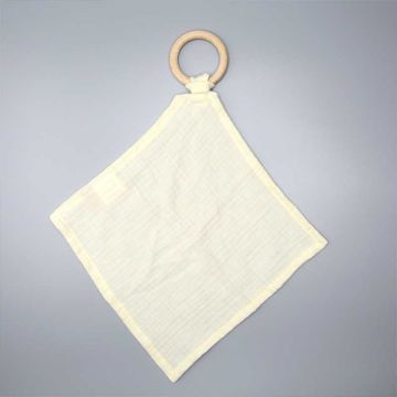 Anneau dentition bois et Doudou Lange 100% bio, beige, aPunt