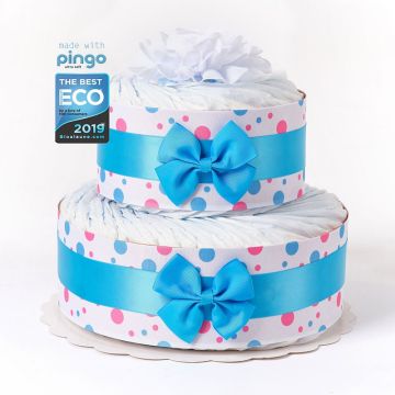 Gâteau à Pois 40 Couches écologiques Naissance Bébé, Marque Langes Pingo, Naissance Bébé Garçon Livraison Gratuite Suisse, bleu