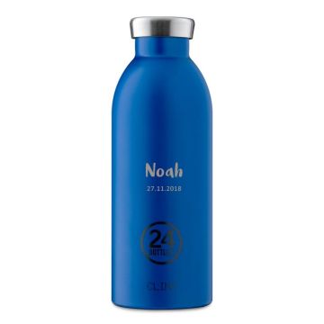 Gourde personnalisée 500 ml isolante (chaud ou froid), cadeau gravé, 24 Bottles CLIMA 500ml Gold Blue