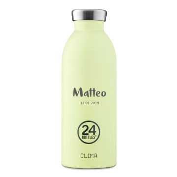 Bouteille 0,5L isolante (chaud ou froid) à personnaliser, cadeau Bébé Garçon à graver, 24 Bottles CLIMA 500ml Pistachio Green