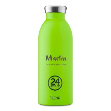Bouteille 500 ml isolante (chaud ou froid) à personnaliser, cadeau gravé, 24 Bottles CLIMA 500ml Lime Green