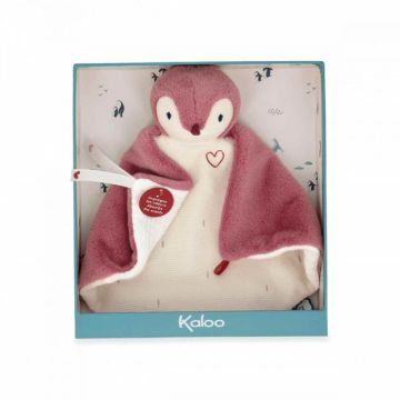 Doudou manchot rose composé de 3 matières