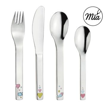 couvert à graver pour petite fille, un adorable design avec des coeurs