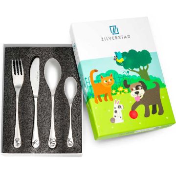 couverts pour enfant, avec gravure, animaux domestiques