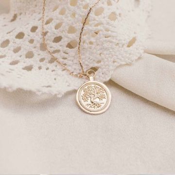 médaille de baptême avec arbre de vie en relief