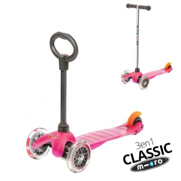 Trottinette Enfant Mini Micro 3in1 Classic Fille, Livraison Gratuite, Micro rose