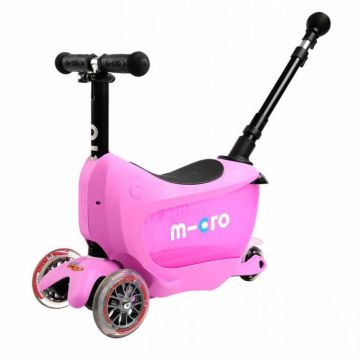 Trottinette rose Micro Mini2go Deluxe Plus Fille, avec barre et espace rangement, Livraison Gratuite, Boutique en Suisse