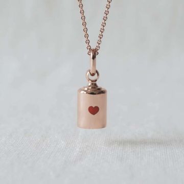 collier or rose mon petit poids, avec coeur rouge