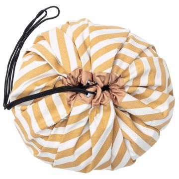 Sac de jeux Ø 140 cm, Rangement Lego et Jouet Fille ou Garçon, Stripes jaune moutarde Play & Go