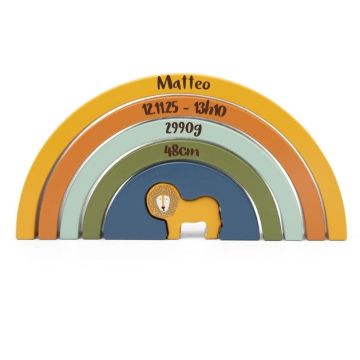 arc en ciel Monsieur Lion de Trixie Baby, à personnaliser sur bebe-cadeau.ch