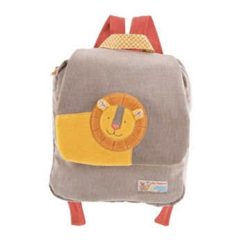Sac à dos Lion, avec prénom de Bébé, Les Papoums, Collection Moulin Roty