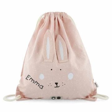 sac de gym lapin rose à personnaliser