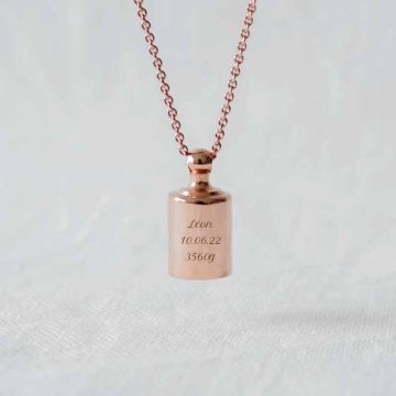 sautoir or rose mon petit poids, idée cadeau noel maman, grand maman