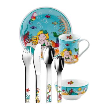 Vaisselle et Services Sirène pour Fille, Couverts à graver, 7 pièces Puresigns