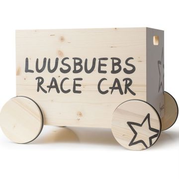 Caisse à jouets avec roulettes Luusbueb Race Car, 100% suisse, Déco Chambre enfant, Kynee, Livraison Gratuite