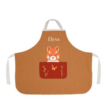 tablier pour enfant, à personnaliser, panda roux de la marque oiseau bateau