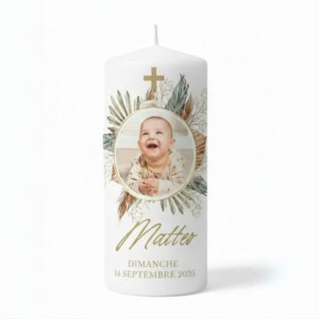 bougie de baptême avec photo imprimée