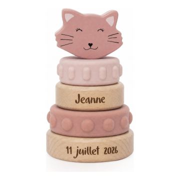 Tour à empiler bois et silicone Mrs. Cat personnalisable, Trixie