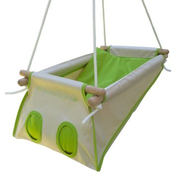 Zebul' Hamac Bébé, 100% Bio écru et vert, Livraison Gratuite, Idée Cadeau Naissance, Boutique Suisse