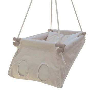 Hamac Bébé Matelas Liège, 100% Bio Ecru, Transformable en balançoire premier âge, Idée Cadeau Naissance, Zebul' Hamac Petite Planete