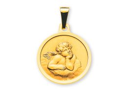 Pendentif Baptême Ange Gardien Or Jaune 750, avec Gravure, Livraison Gratuite Suisse