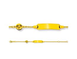 Gourmette Or Jaune 375, Pieds de Bébé, 9 carats, bracelet à personnaliser, Livraison Gratuite