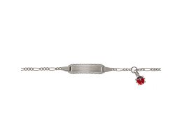 Gourmette Coccinelle Or Blanc 750, Bracelet Identité Bébé, 14cm, Livraison Gratuite Suisse