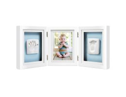 Cadre Photo de table avec empreintes pied main de Bébé, blanc & bleu/rose Pearhead