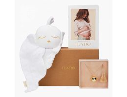 Coffret Cadeau Grossesse Ilado, Collier Bola or jaune et Doudou bébé