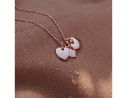 collier 3 petits coeurs avec initiales, or rose