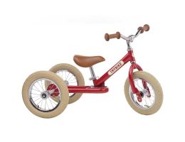 Tricycle Trybike Vintage en acier, dès 15 mois, qui se transforme en draisienne 2 roues 12 pouces, rouge