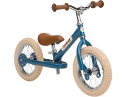 Draisienne Trybike Metal Bleu Garçon ou Fille Vintage, Vélo 12 pouces convertible en tricycle,