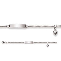 Gourmette Enfant en Or Blanc 585, Bracelet Identité Bébé avec Coeur, Livraison Gratuite Suisse