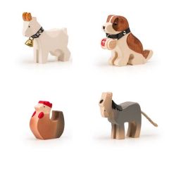 Animaux de la Ferme Trauffer, en bois, Jouet Durable, Qualité Suisse, Set de 4 jouets