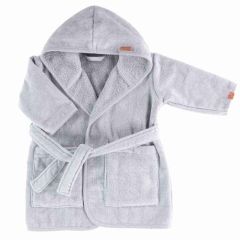 Peignoir Bambam Bébé Bleu Gris 62/68, Coton bio organique, personnalisé avec Prénom Cadeau Naissance