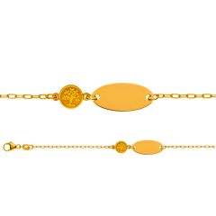 Gourmette Or Jaune 750, Bracelet Identité Enfant, Arbre de la Vie, 14cm, Livraison Gratuite Suisse