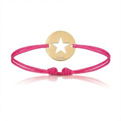 Bijoux plaqué or pour Enfant ou bébé, Bracelet Cordon, etoile cordon fuschia, Aaina & Co, Livraison Gratuite