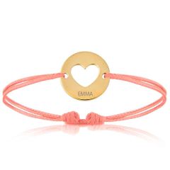 Bijoux Bébé Enfant Garçon ou Fille, Bracelet Cordon rose, coeur or, Aaina & Co