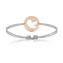 Bijoux Bébé Enfant plaqué or rosé, Bracelet Cordon, oiseau gris, Aaina & Co, Livraison Gratuite