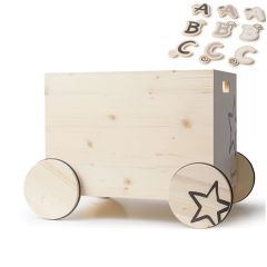 Caisse à jouets 100% suisse, Cadeau à personnaliser pour enfant, avec des lettres en bois, Kynee, Livraison Gratuite