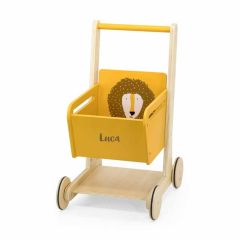 chariot de courses lion, en bois, à personnaliser avec prénom enfant