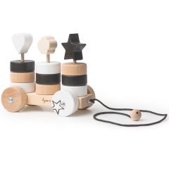 Chariot à tirer 100% suisse, Jouets en bois avec pièces à empiler, Premier Age, Jouet Marque suisse Kynee