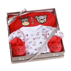 Coffret Naissance Pyjama Bébé fille ou garçon Zoo, rouge, 6 mois Les Bébés l'Elizéa