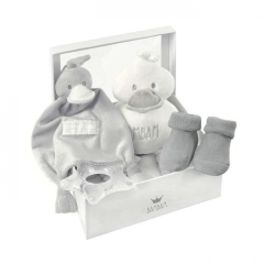 Coffret naissance Idée Cadeau Nouveau Né Bambam blanc - gris, Livraison Gratuite