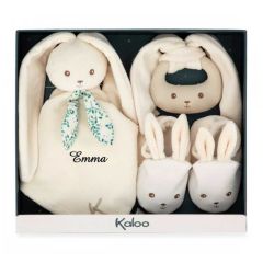 joli coffret cadeau beige, de kaloo pour la naissance de bébé
