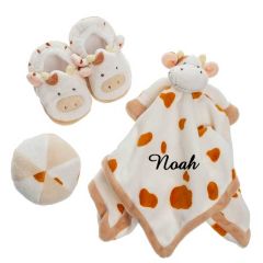 coffret naissance teddykompaniet, à personnaliser, doudou vache